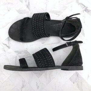 VIA SPIGA Parker Studded Black Suede Flat Sandal 8